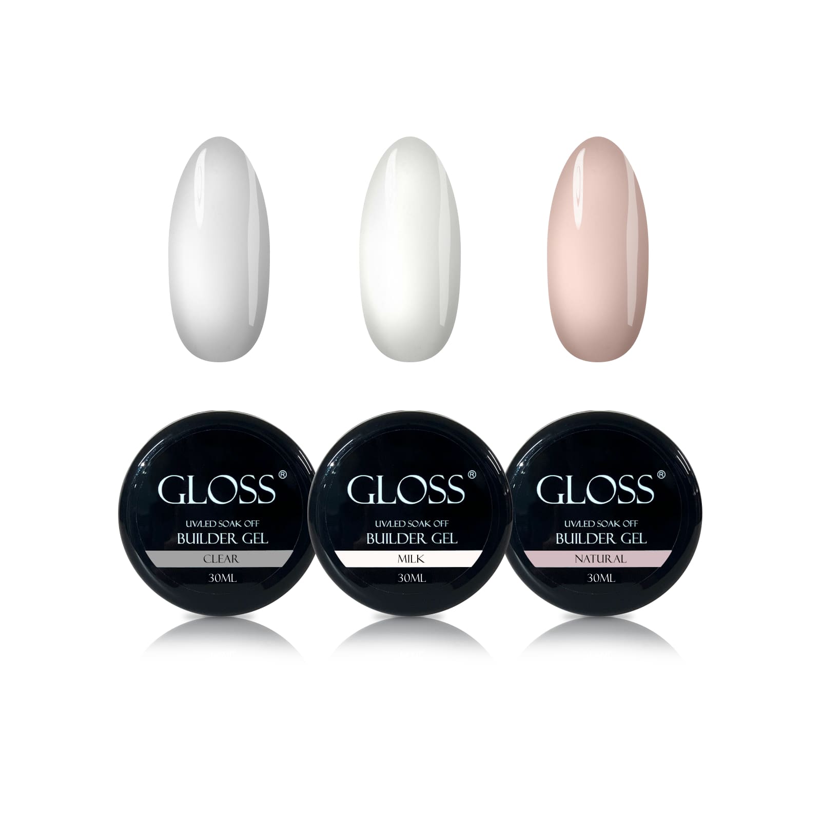 GLOSS Builder gel set, 3 pcs (30 ml)